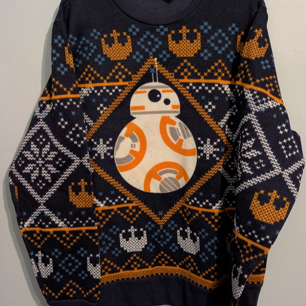 Star Wars Blue and Orange Crewneck Sweater with BB-8 Design